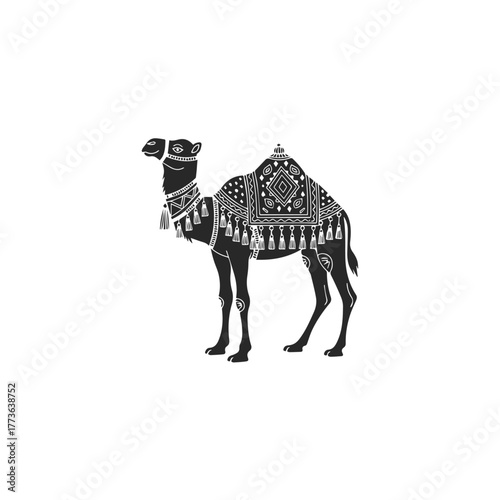 Stylized Camel Silhouette with Decorative Saddle.