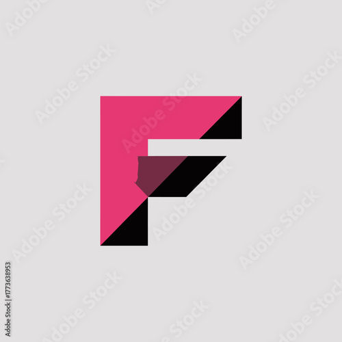 Free Download An abstract geometric representation of the letter 'F' in pink and black, suitable for modern branding, logos, or designs emphasizing contemporary art and creativity. - GFXLoad