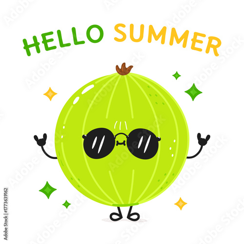 Gooseberry character wearing sunglasses greeting summer