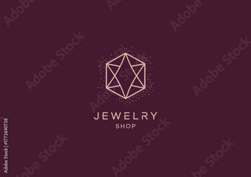 A sophisticated logo for a jewelry shop, featuring a geometric diamond shape with sparkling accents, representing luxury and elegance in jewelry design.