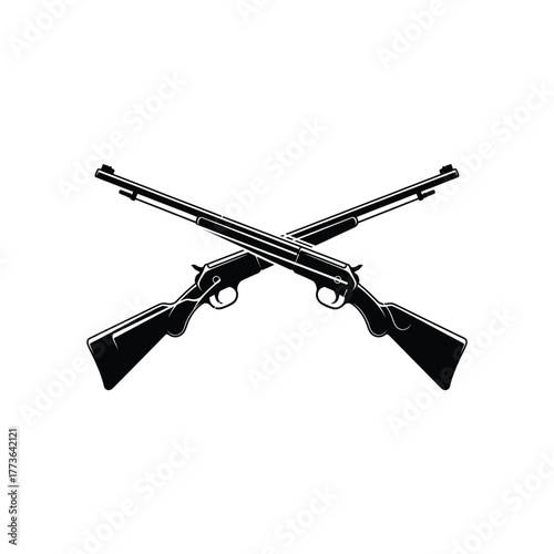 Two crossed rifles emblem in black and white