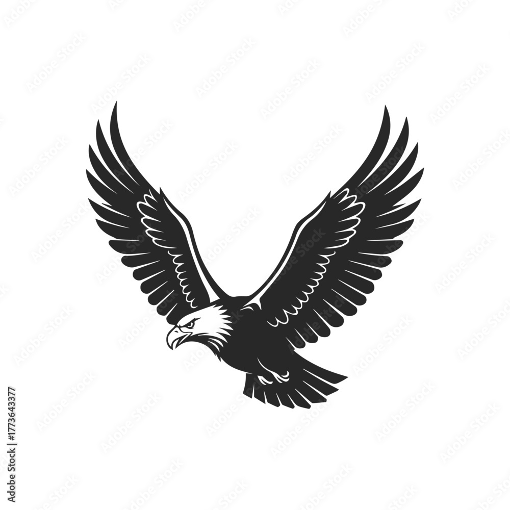 Obraz premium Powerful Majestic Eagle Flying Vector Illustration.
