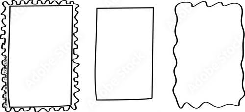 Trendy hand drawn doodle frames with wavy lines and swirls, Modern squiggly borders for posters and Invitations, vector Illustration.