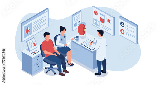 Healthcare consultation with doctor and patient in modern medical office