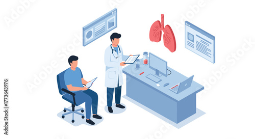 Healthcare consultation in modern medical office with digital technology