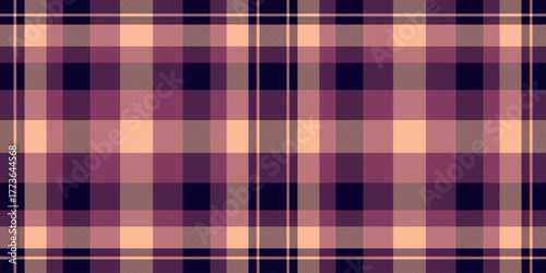 Serene fabric texture tartan, choose textile seamless pattern. Beautiful vector background check plaid in dark and pink colors.
