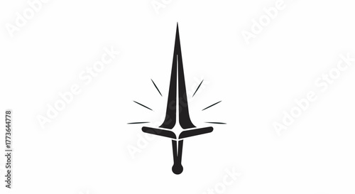 Symbol of power and glory, a shining sword radiating light against a white background