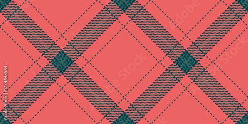 Symmetry fabric pattern textile, graceful plaid background seamless. Down tartan texture check vector in red and dark colors.