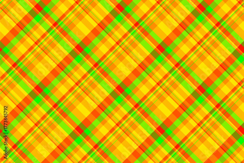 Overlayed textile background tartan, irish check plaid texture. Hotel vector seamless pattern fabric in bright and green colors.
