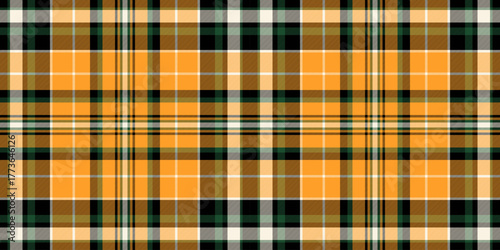 Loft pattern seamless fabric, identity texture tartan textile. American background check vector plaid in orange and black colors.