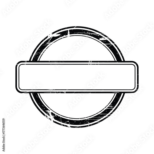 Blank circular stamp with horizontal text area