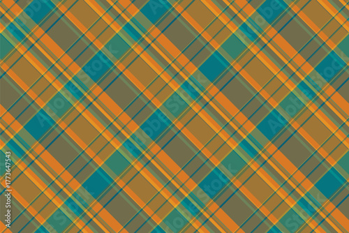 Flow pattern check background, paint texture plaid fabric. Father vector tartan seamless textile in orange and yellow colors.