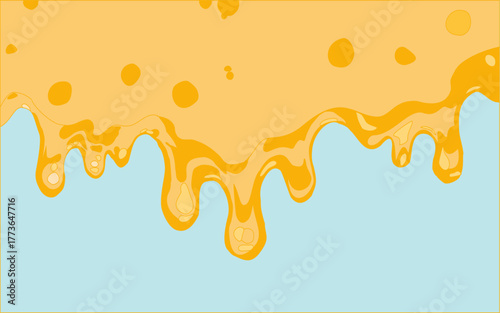 Melting cheese drip background. Smooth cheddar sauce pattern. Minimal liquid dairy splash texture for food design. Tasty snack topping abstract illustration wallpaper.