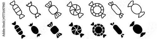 Candy icon vector set. sweet illustration sign collection. christmas symbol.