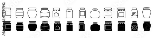 Glass jar icon vector set. bottle illustration sign collection. conservation symbol on white background.