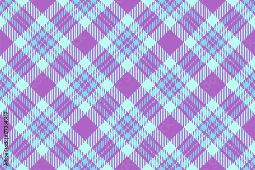 Amazing check seamless textile, diamond plaid background fabric. Africa pattern tartan texture vector in purple and light colors.