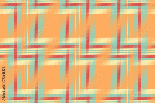 Order background vector pattern, mixed check fabric seamless. Motif textile texture plaid tartan in light and orange colors.