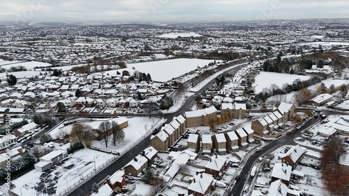 Winter Drone Photography UK Cityscape - Snowfall