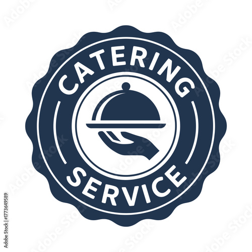 Catering service emblem with serving dish and hand