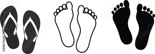 Footprints and flip flops vector illustration summer vacation