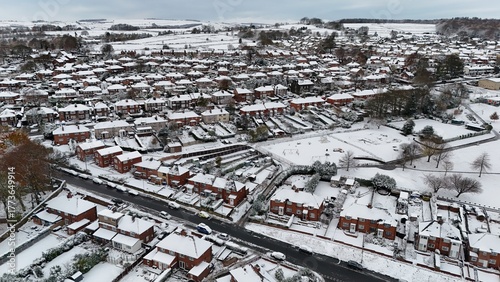 Winter Drone Photography UK Cityscape - Snowfall