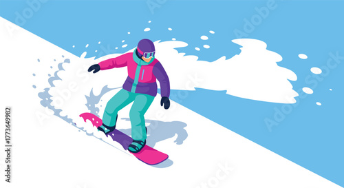 Snowboarding adventure in vibrant colors winter sports scene with dynamic motion