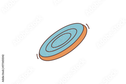 Playful colorful concentric oval disk icon representing a frisbee or abstract motion