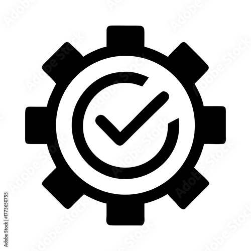Gear checkmark configuration process setting option success silhouette vector illustration