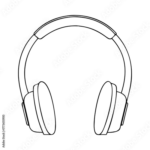 Headphones audio sound music listen device gadget earphone silhouette vector illustration