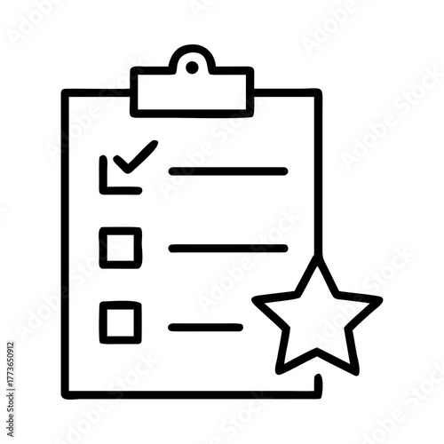 Clipboard checklist task star document note list report form silhouette vector illustration