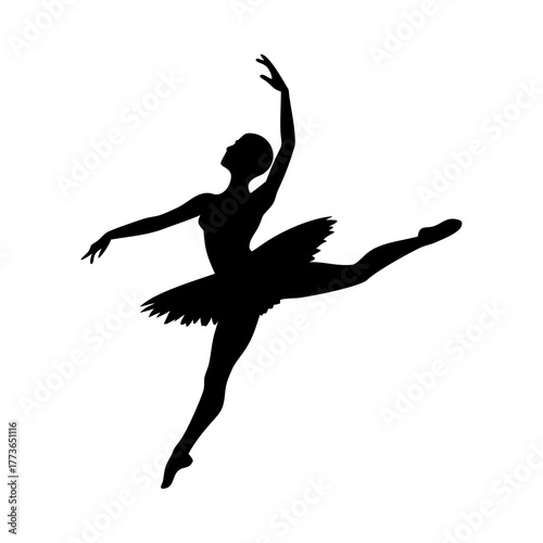 Elegant ballerina dancer performance pose ballet tutu dance silhouette vector illustration