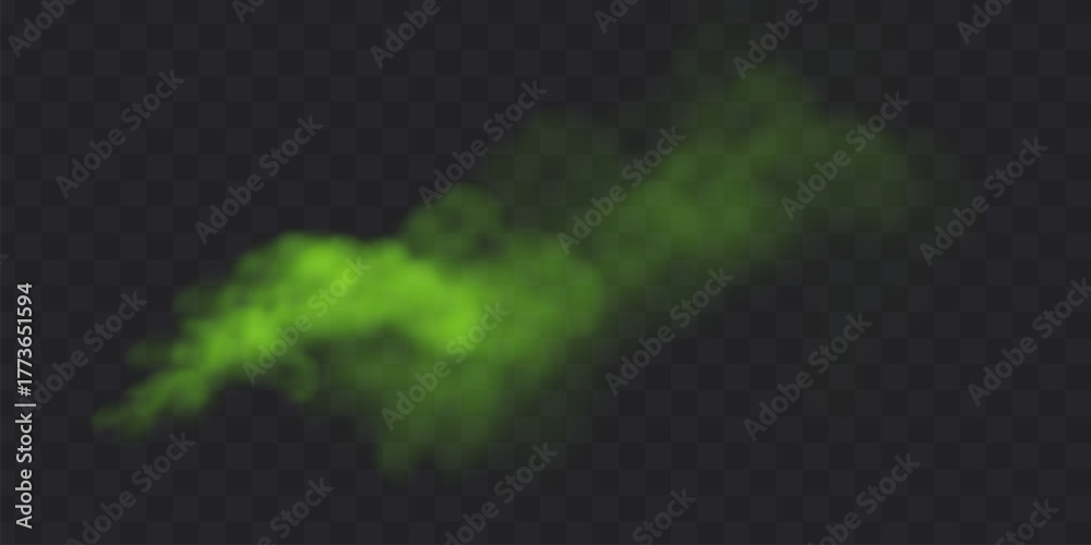 Fototapeta premium Bad smell green stink cloud on transparent background.