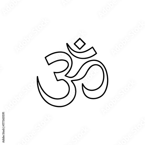 Om symbol outline, a sacred syllable in hinduism, buddhism, and jainism