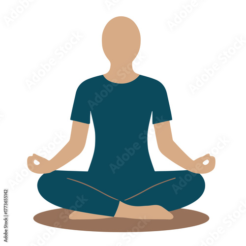 Vector illustration of person in lotus yoga pose (Padmasana), meditation and balance concept