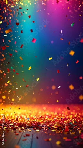 falling colorful confetti celebration background