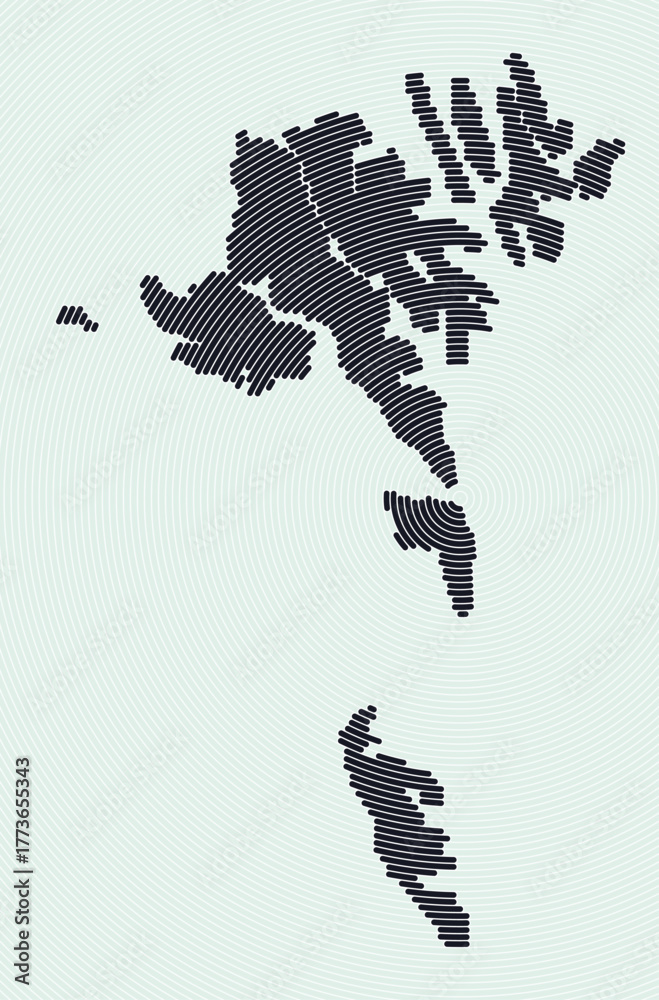 Obraz premium Faeroe Islands shape rings. Country map formed by stacked circles. Faeroe Islands boundary shape design. Beautiful vector illustration.
