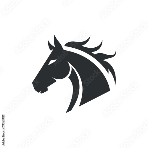 Horse Head Silhouette Vector Illustration Equine Animal Icon