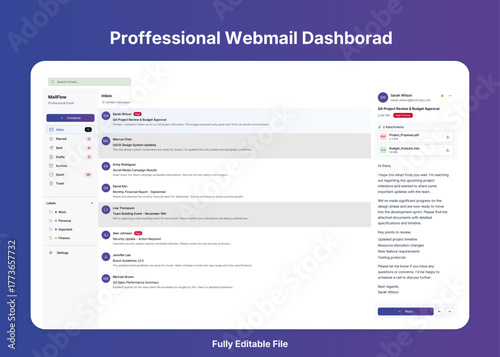 Professional Webmail Dashboard – Secure, Fast & Customizable