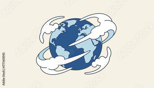 A stylized globe wrapped in clouds representing global connectivity and the reach of cloud services across different regions.