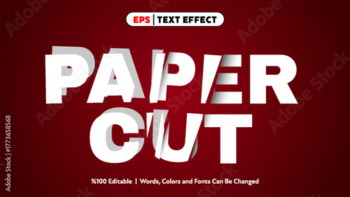 Wallpaper Mural Paper cut style bold white letters with shadow on red background editable vector text effect design Torontodigital.ca