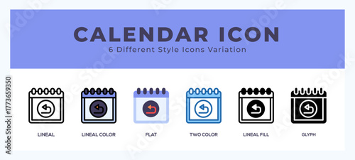 Calender icon symbol. isolated. vector illustration with different styles