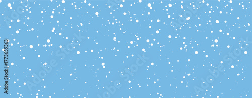 Snowfall Background With Falling White Snowflakes On Blue Sky, Perfect For Winter, Christmas, And Holiday Designs. Seamless Pattern Vector Illustration