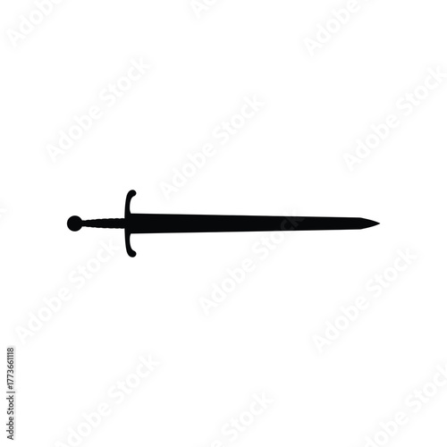 Silhouette of a medieval longsword on a white background