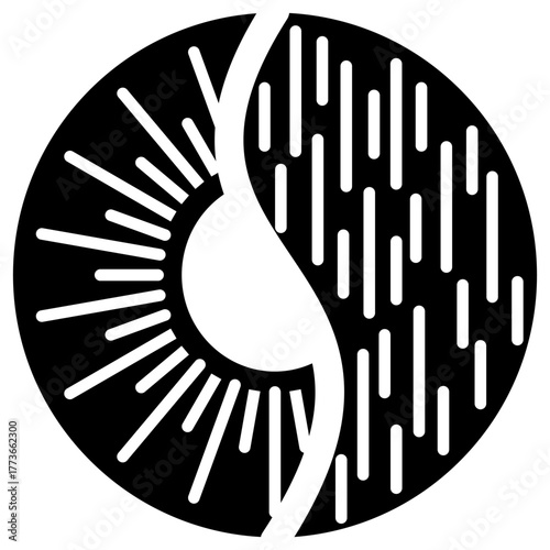 Mood Swings black icon on a transparent background. Vector symbol of emotional duality, rapid changes, and the sharp divide between high and low moods (Bipolar Disorder)