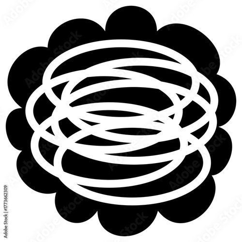 Panic black icon on a transparent background. Vector symbol of generalized anxiety, represented by a tight, overwhelming, and confusing knot of persistent worry