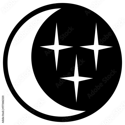 Insomnia black icon on a transparent background. Vector symbol of sleeplessness and sleep disorder, depicting a wide-awake state during the night