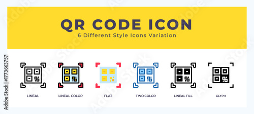 Qr code icon set with different styles. Design elements for logo. Vector illustration.