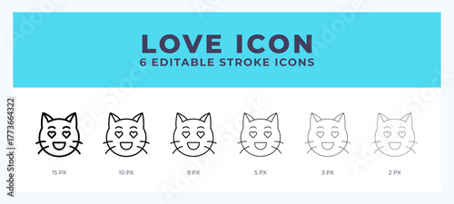 Love cat icon. Outline. Lineal icon symbol vector. Black outline.