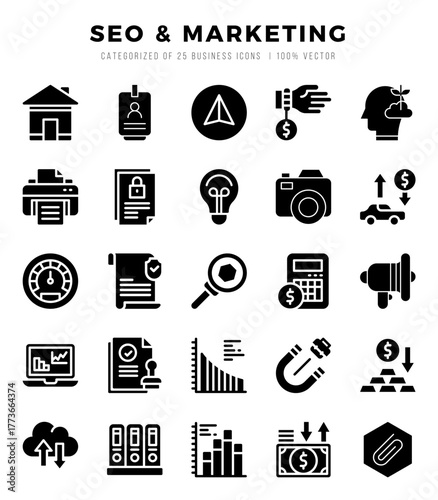 icons set. SEO & Marketing for web. app. vector illustration.