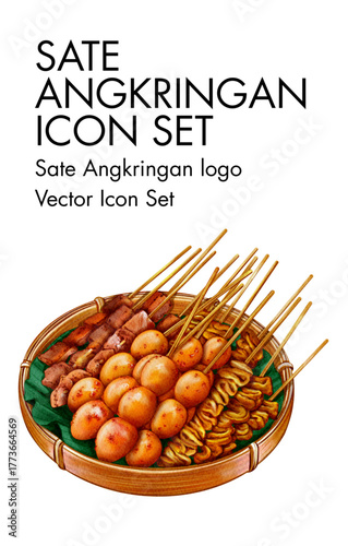 Sate angkringan Logo vector Icon set